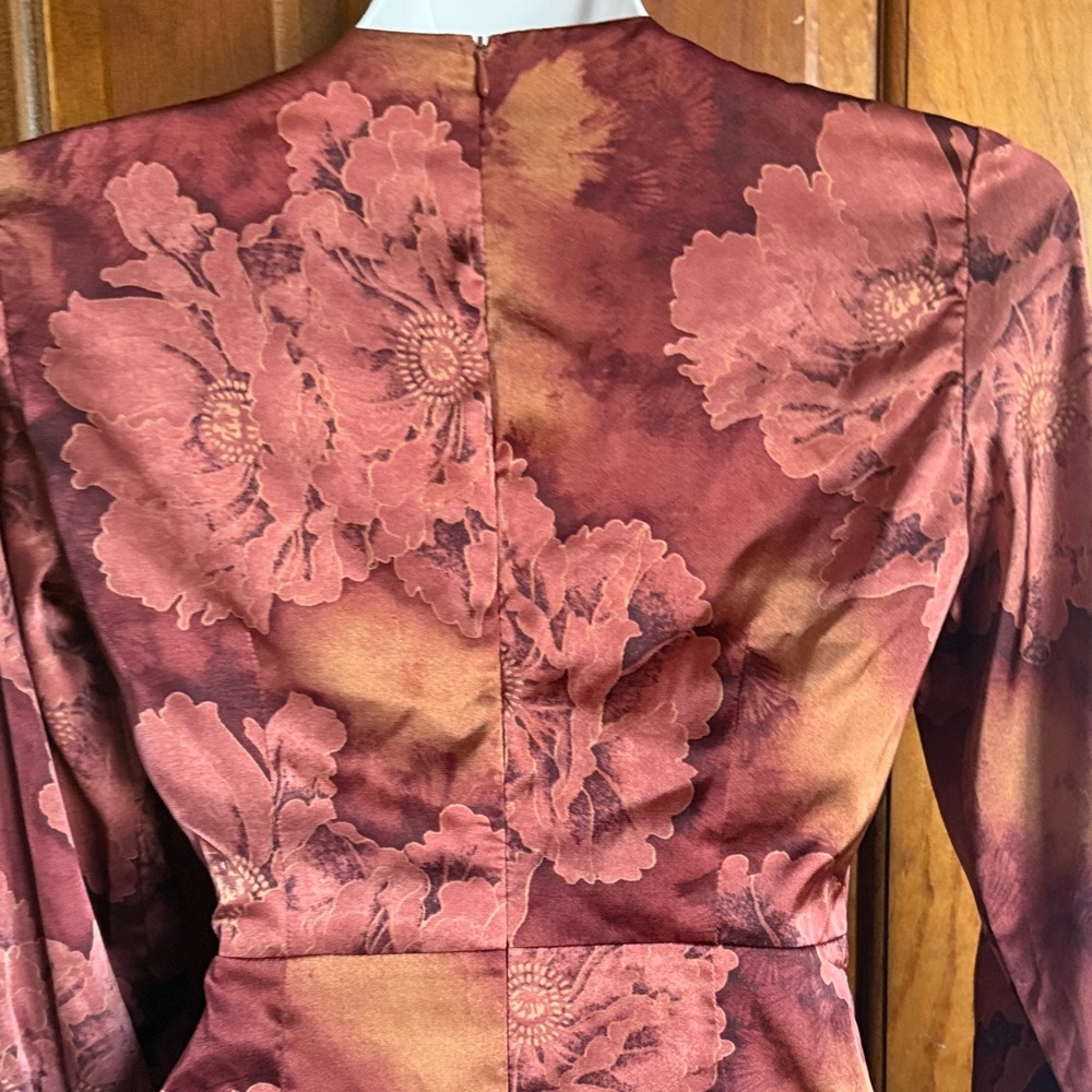 Lulu's Rust Floral Long Sleeve Dress - Picture 7 of 7